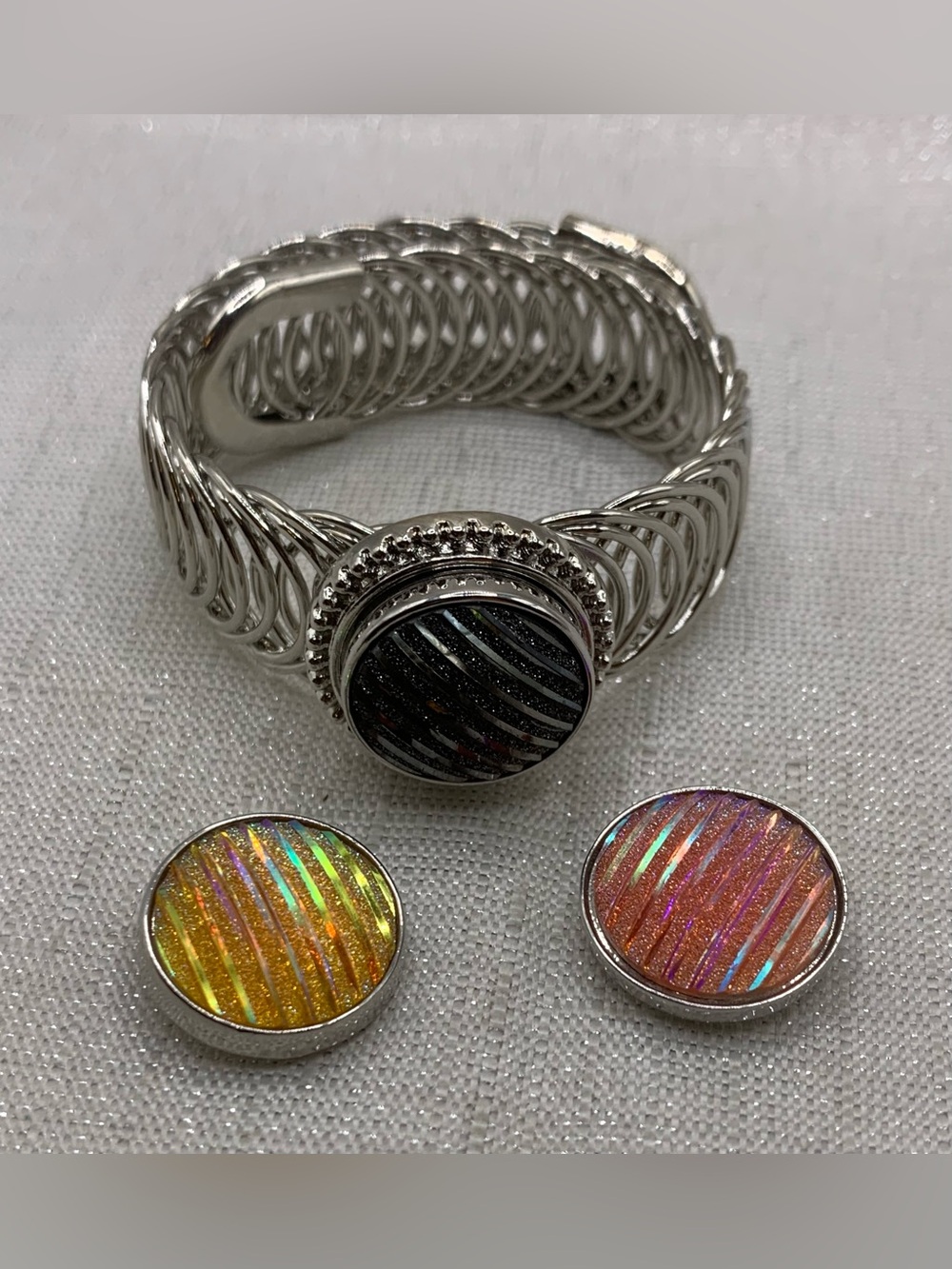 Easiest On/Off Bracelet EVER! Silver Snap Button Bracelet with 3 Charms